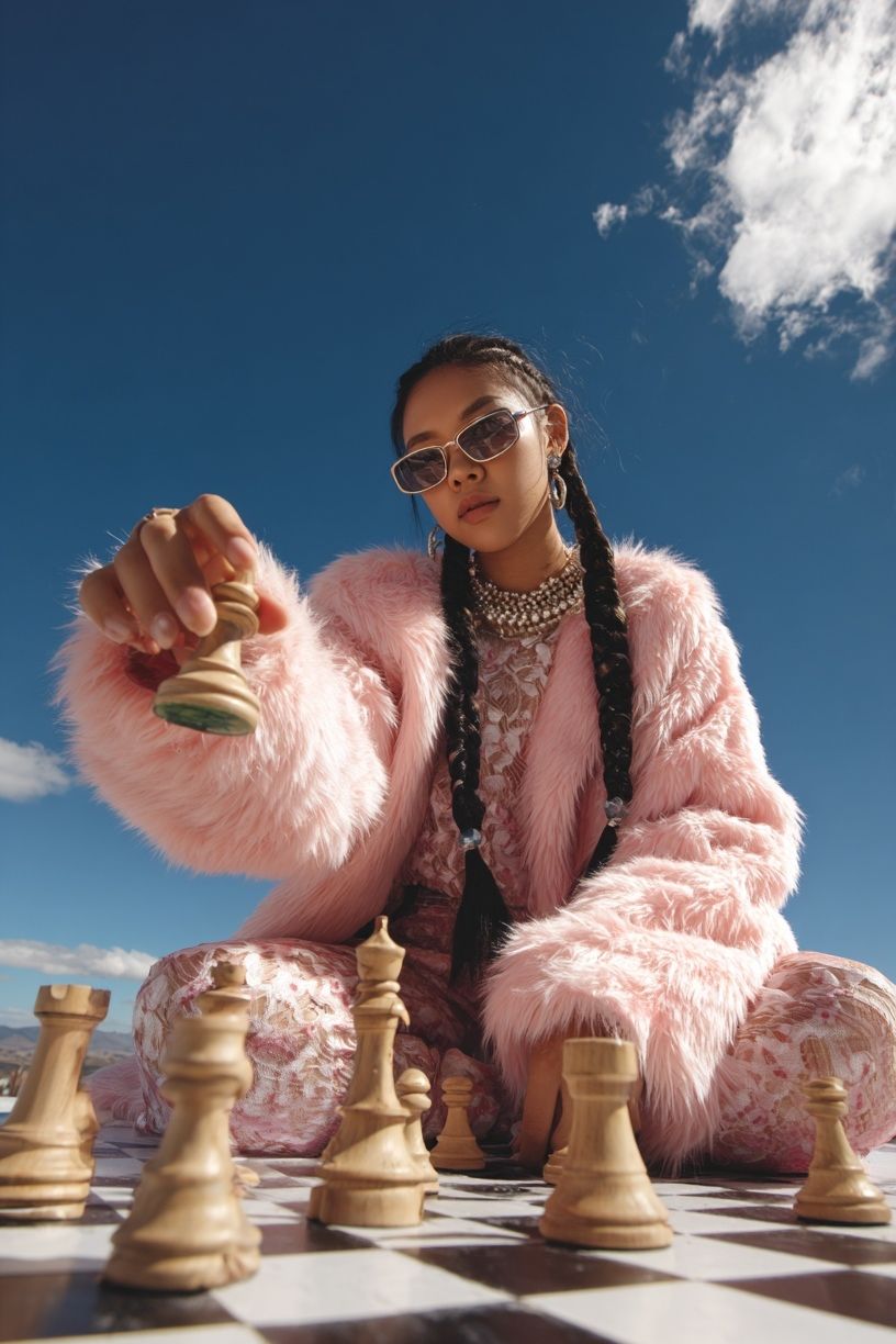 Fashionable Chess Player — Photography Print. poster detail