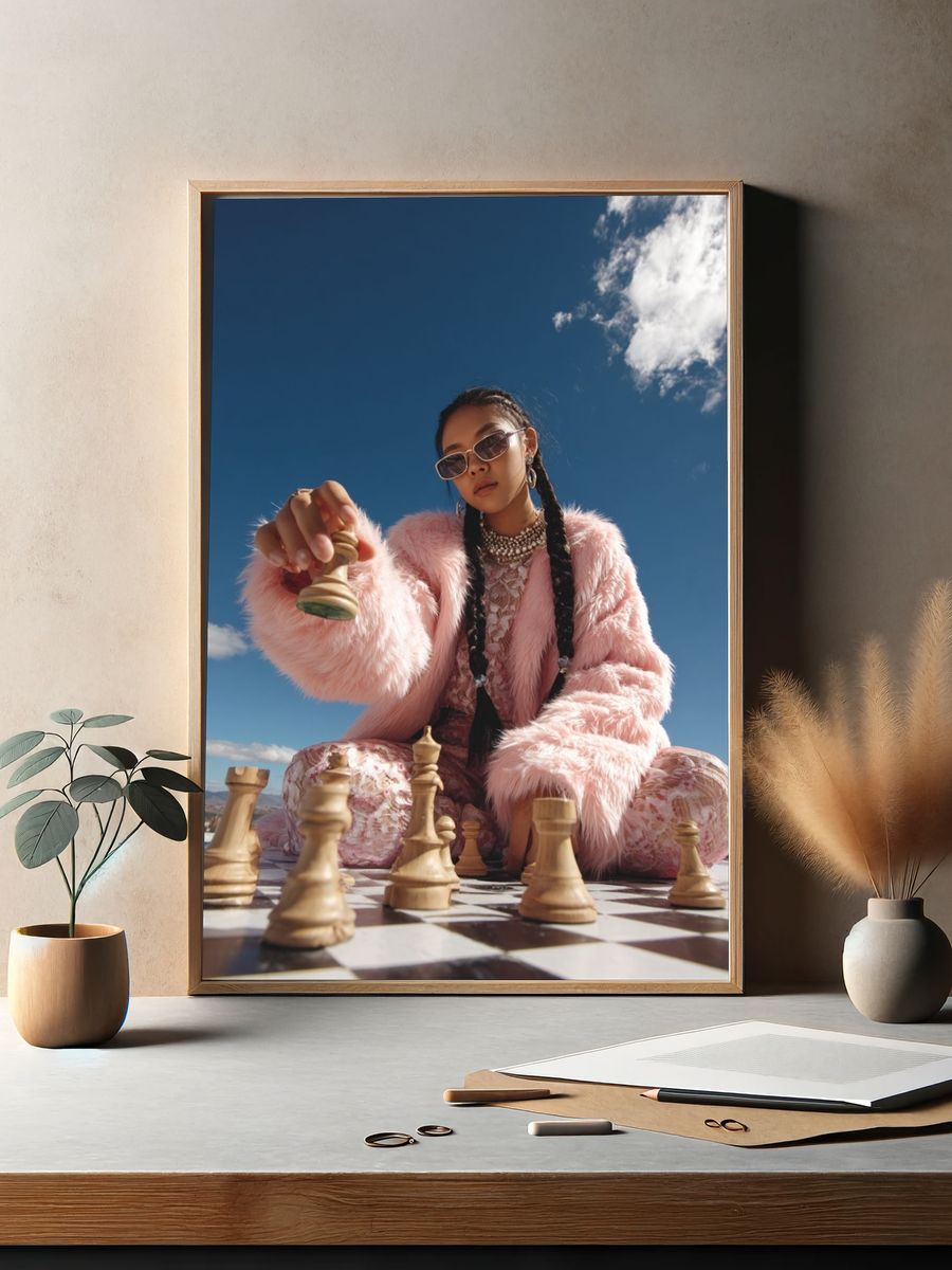 Fashionable Chess Player — Photography Print. — room view 2