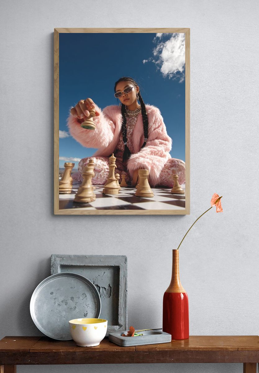 Fashionable Chess Player — Photography Print. — room view 3