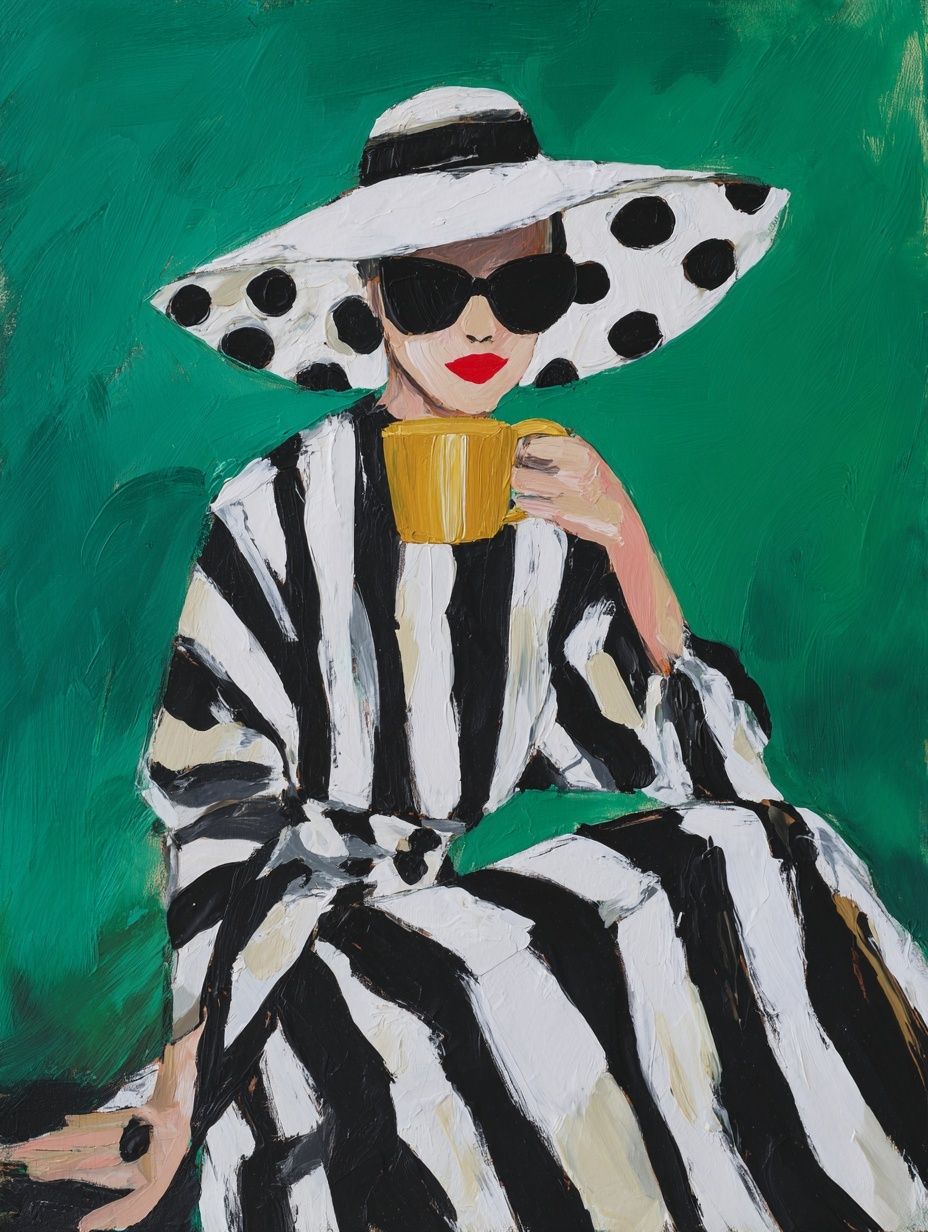 Chic Woman with Coffee — Fashion Print. poster — fashion art