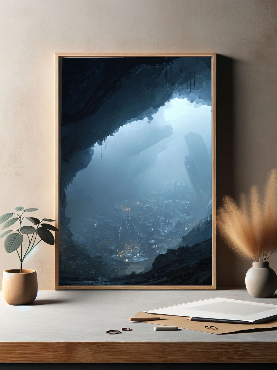 Futuristic Cave City — Sci-Fi Print. — room view 2