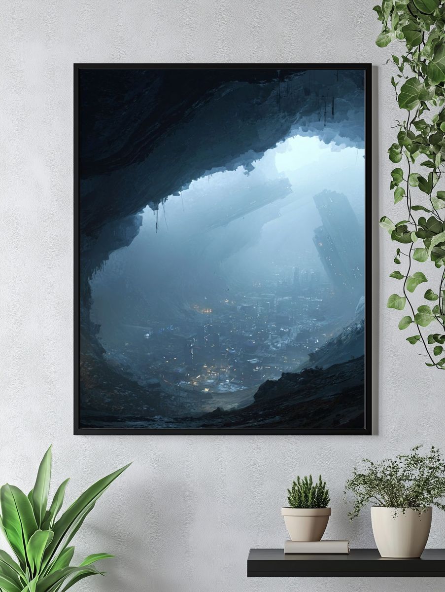 Futuristic Cave City — Sci-Fi Print. — room view 4
