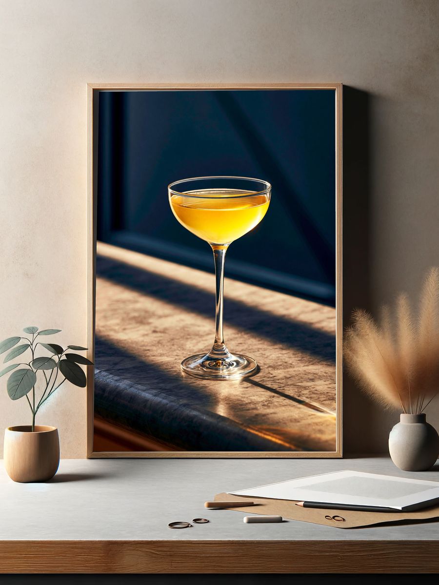 Golden Cocktail Glass Photography Poster. — room view 2