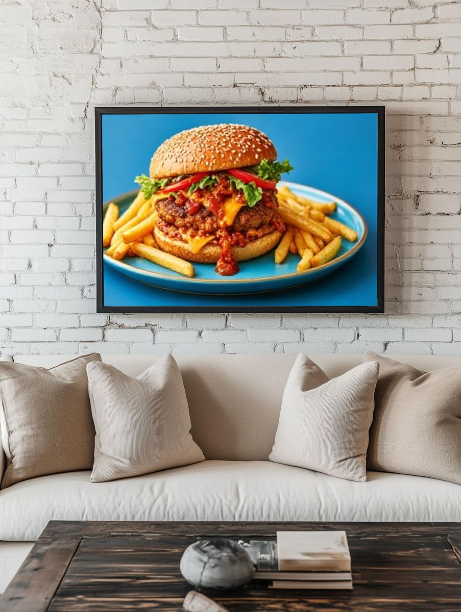 Cheeseburger and Fries Food-Drink Poster. — room view 1