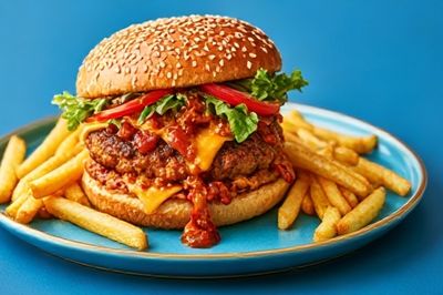 Cheeseburger and Fries Food-Drink Poster. poster print