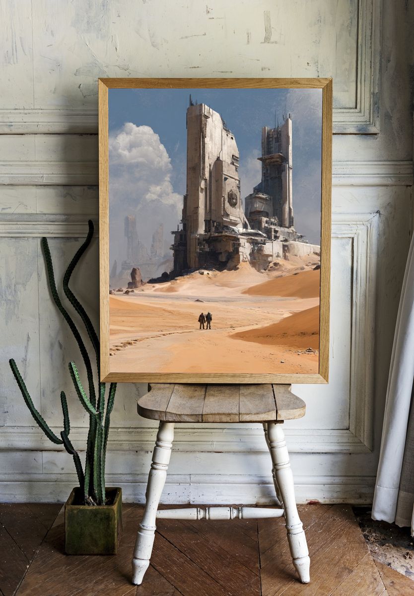 Futuristic Desert Landscape — Sci-Fi Print. — room view 1