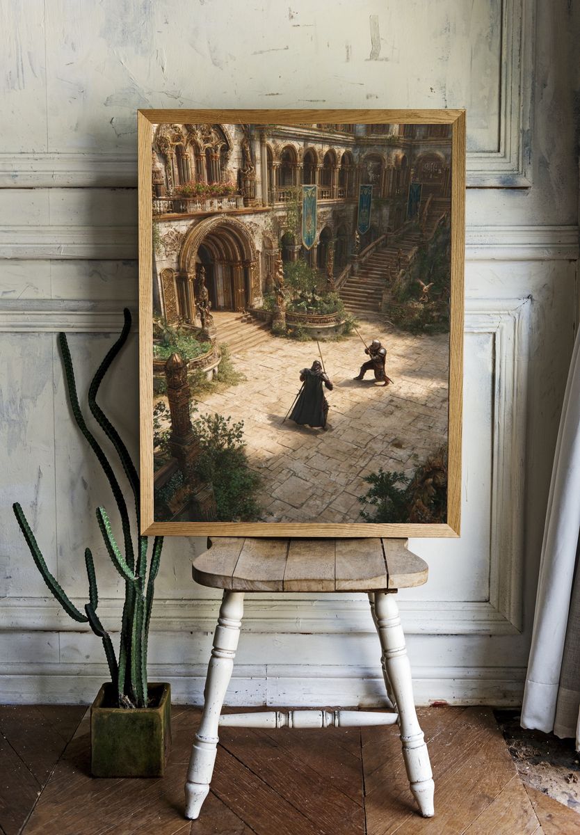 Epic Fantasy Duel — Digital Art Print. — room view 1