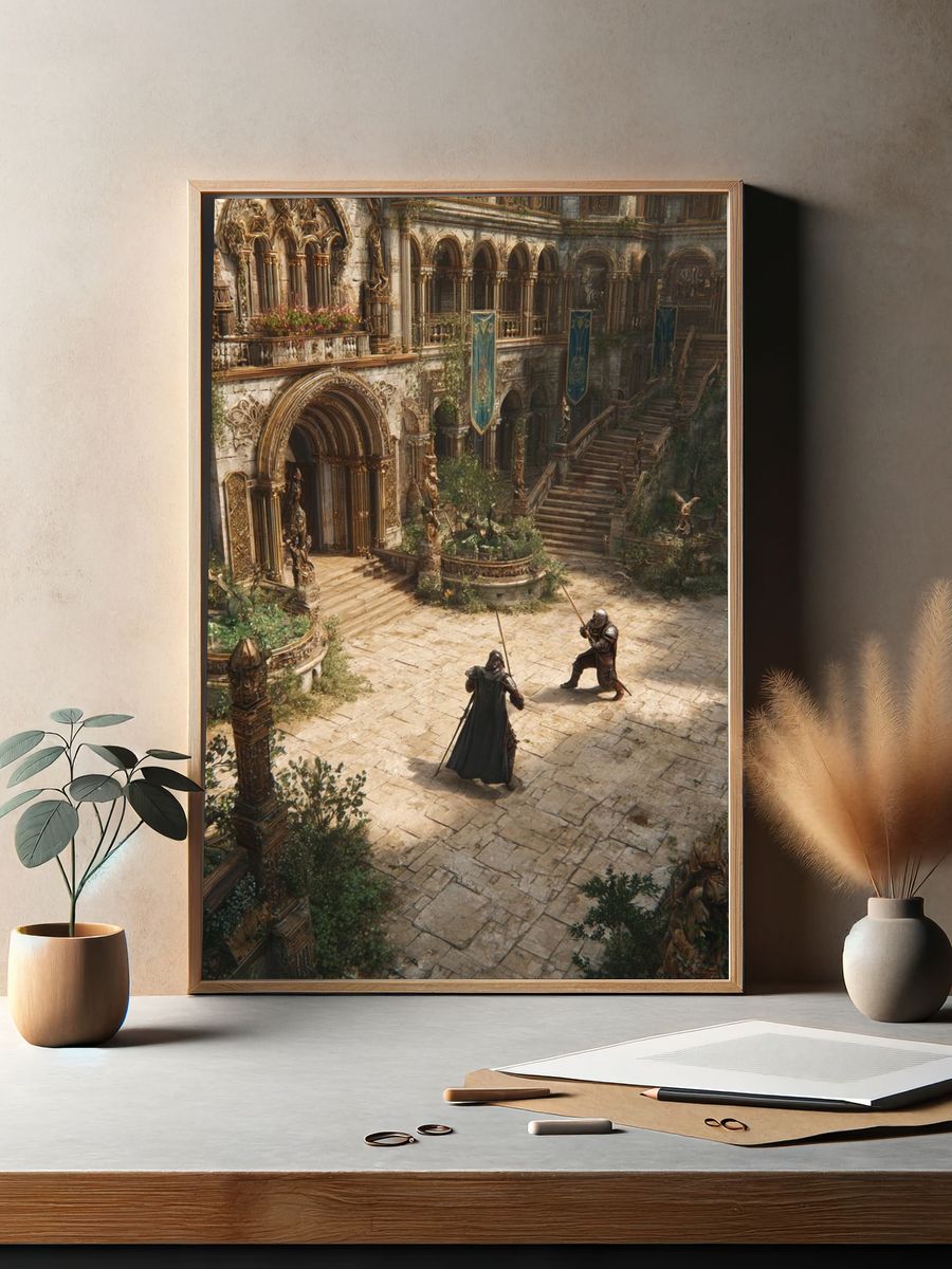 Epic Fantasy Duel — Digital Art Print. — room view 2
