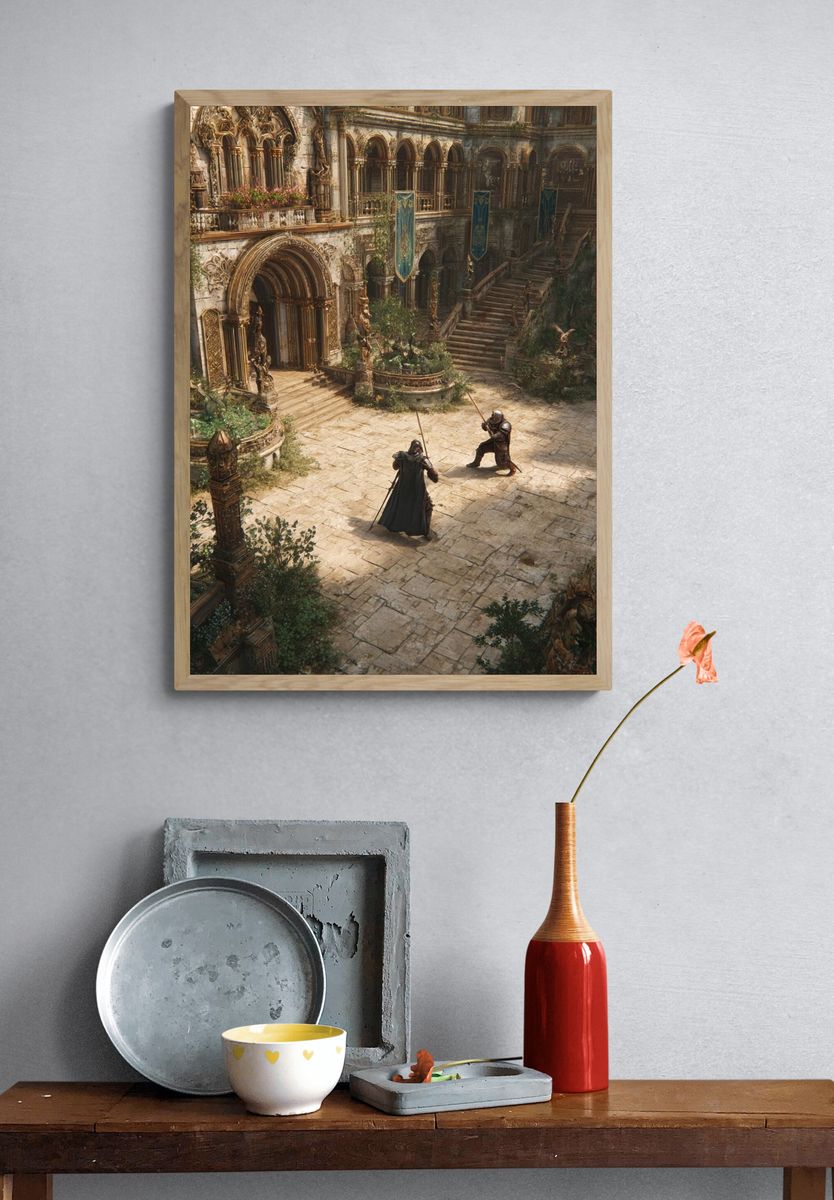 Epic Fantasy Duel — Digital Art Print. — room view 3
