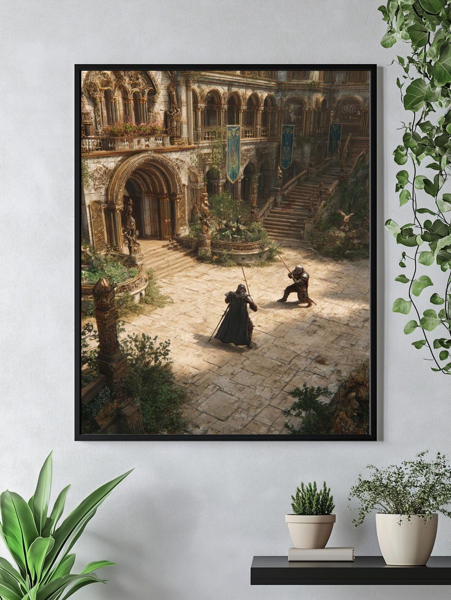 Epic Fantasy Duel — Digital Art Print. — room view 4