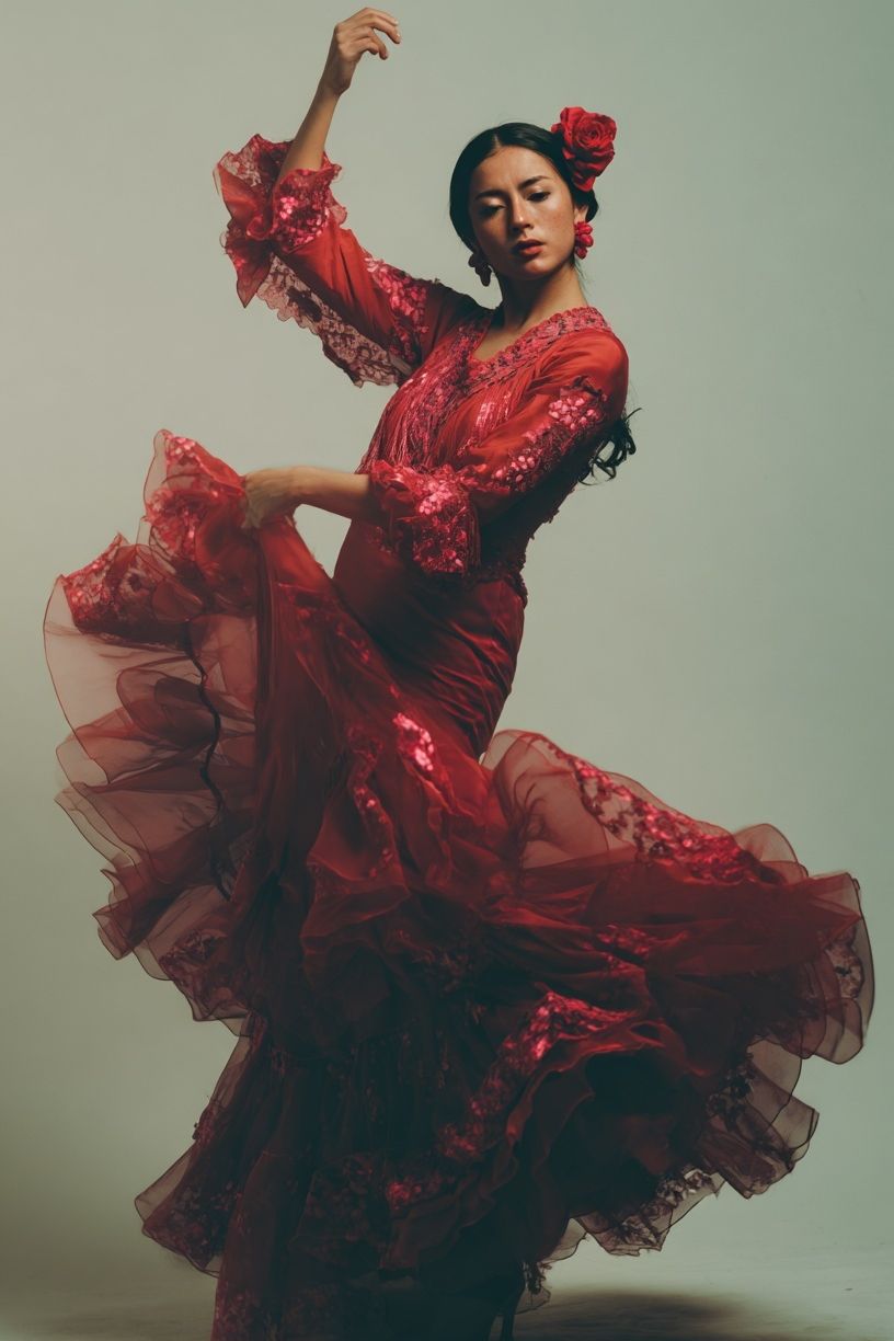 Flamenco Dancer in Red Dress Poster. poster detail