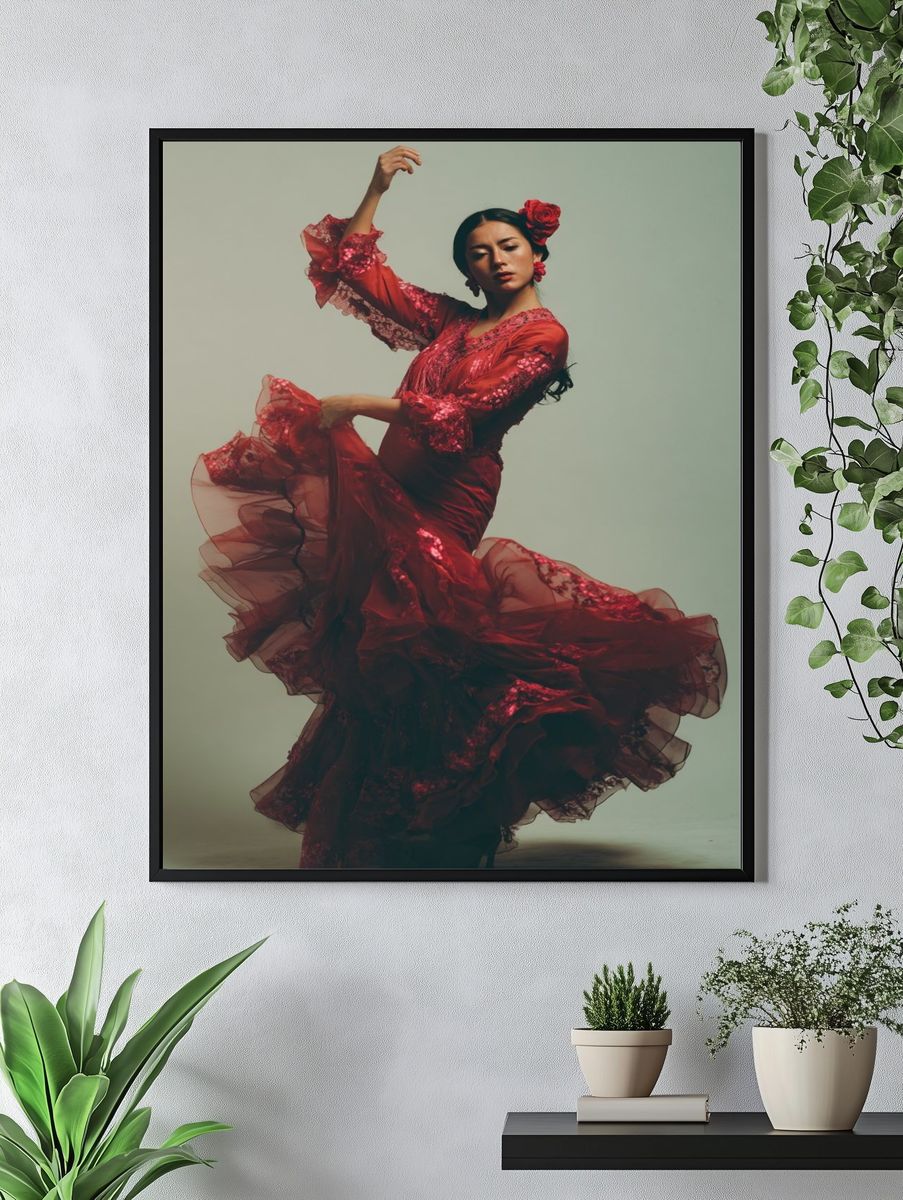 Flamenco Dancer in Red Dress Poster. — room view 4