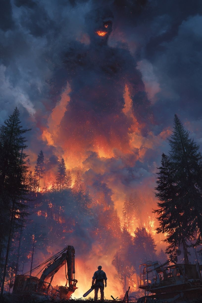 Forest Firefighter — Digital Art Print. poster detail