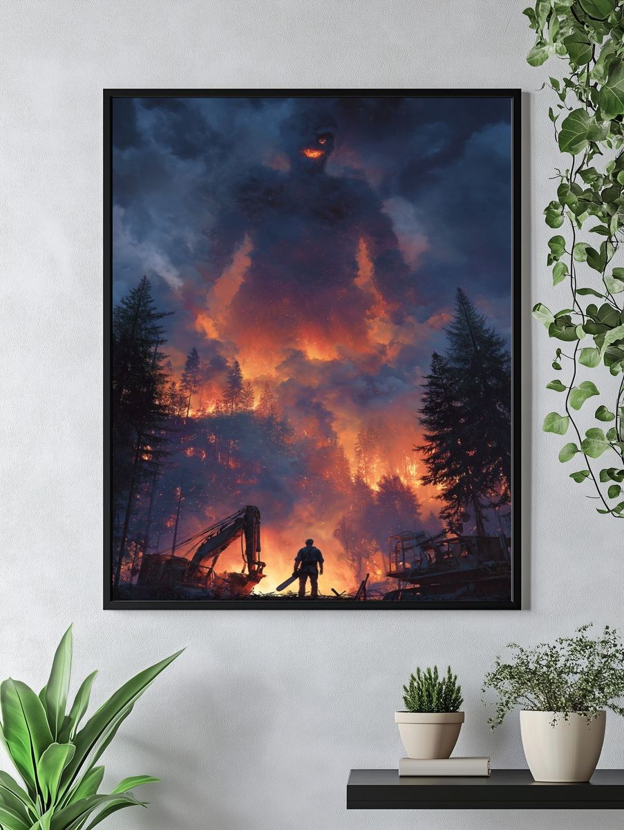 Forest Firefighter — Digital Art Print. — room view 4