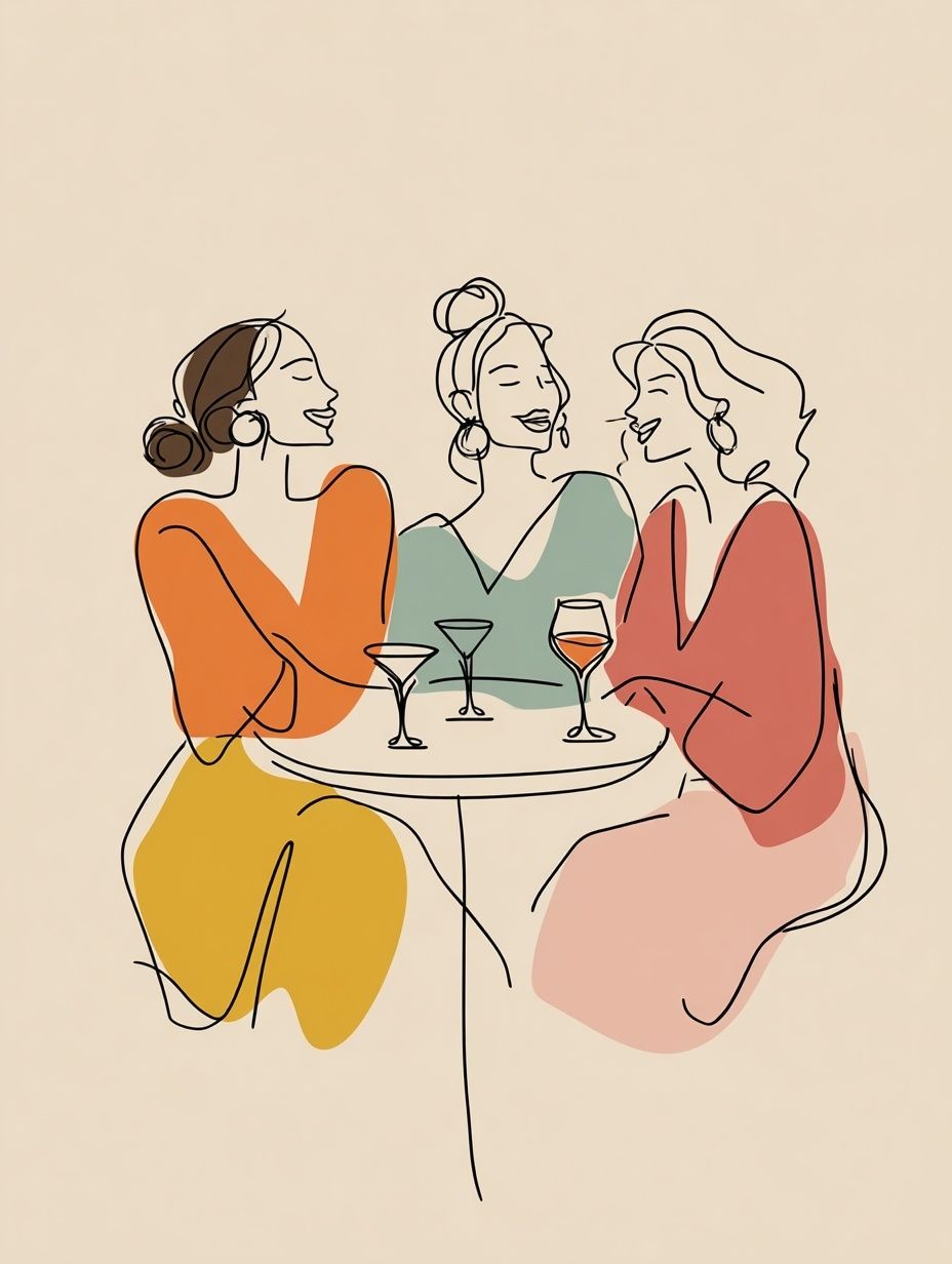 Friends Gathering — Line Art Print. poster — illustration art