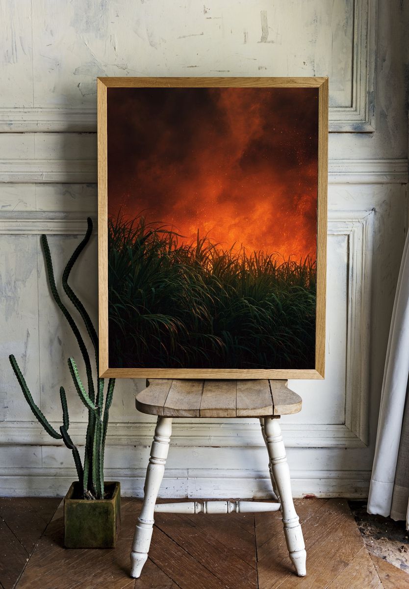 Fiery Grassland — Photography Print. — room view 1