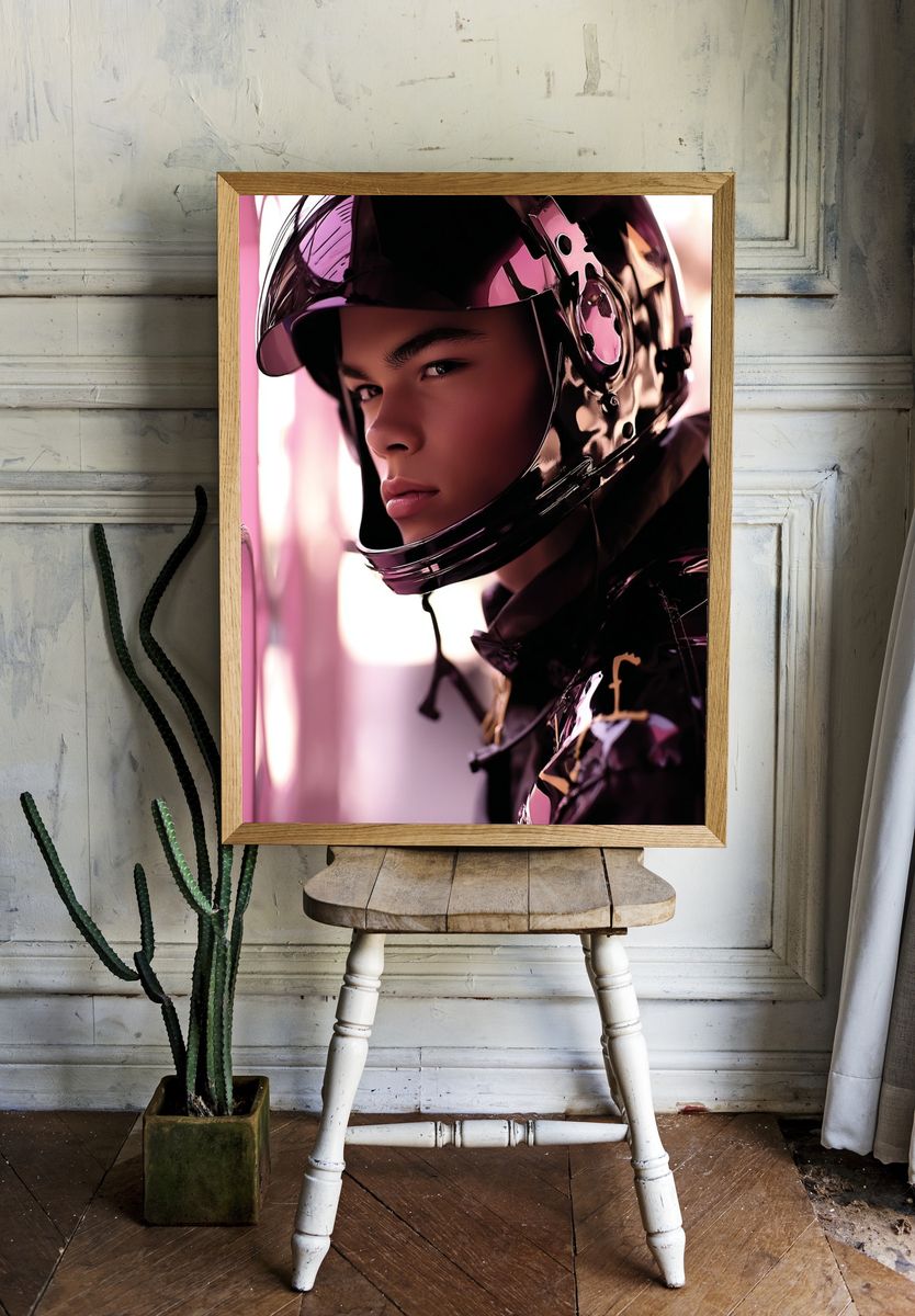 Stylish Young Man in Helmet — Fashion Photography Print. — room view 1