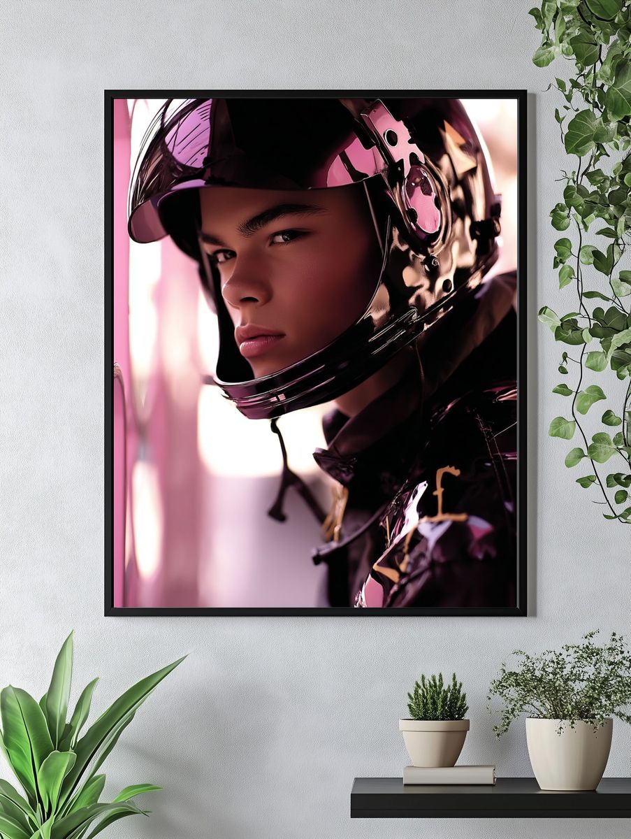 Stylish Young Man in Helmet — Fashion Photography Print. — room view 4