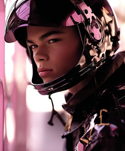 Stylish Young Man in Helmet — Fashion Photography Print. poster print