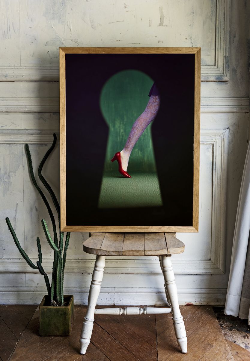 Red Heels Through Keyhole — Fashion Print room preview
