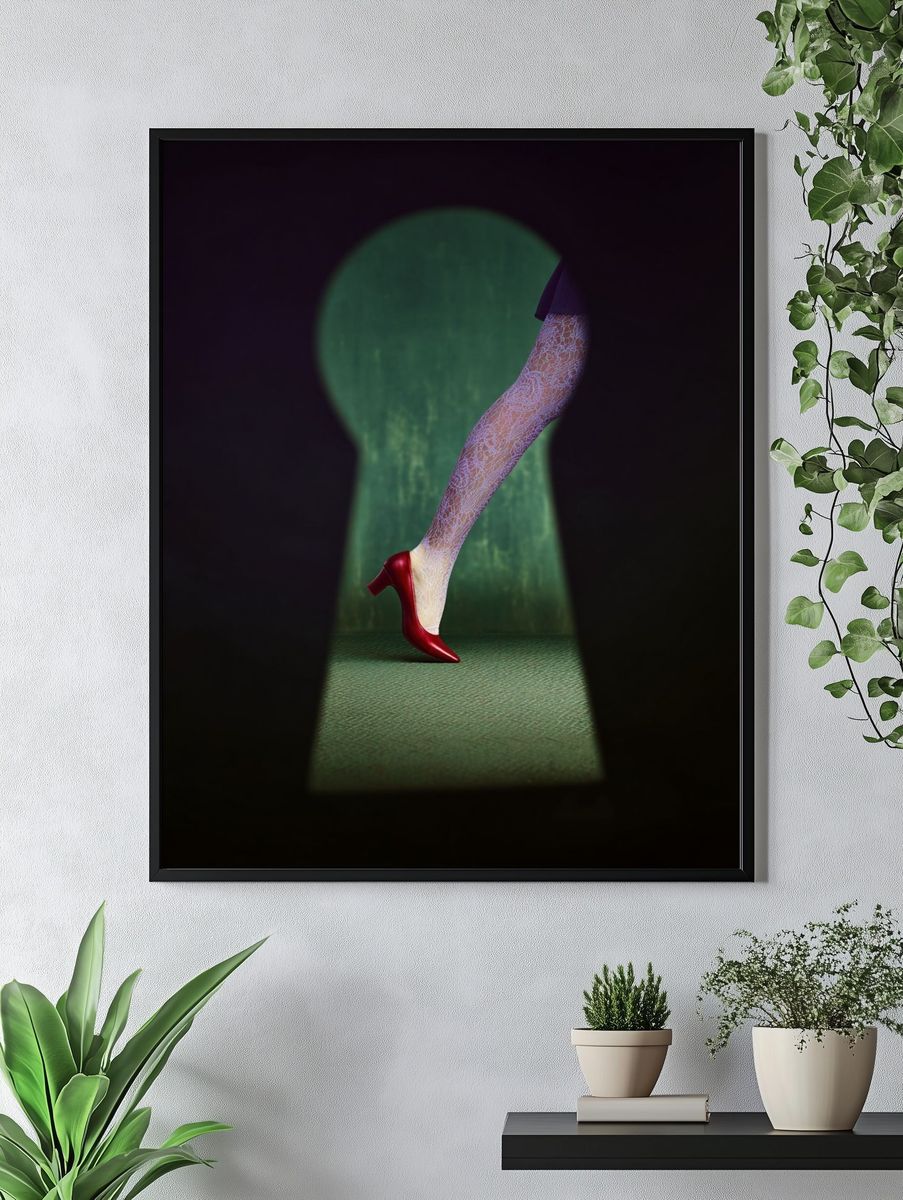 Red Heels Through Keyhole — Fashion Print. — room view 4