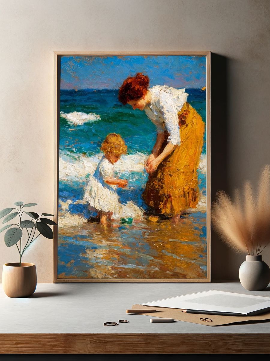 Mother and Child at the Shore Print. — room view 2