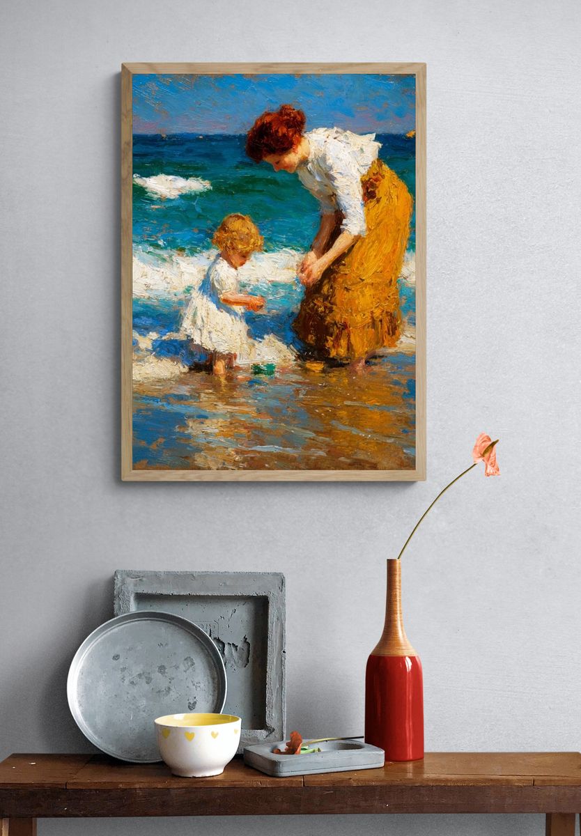 Mother and Child at the Shore Print. — room view 3