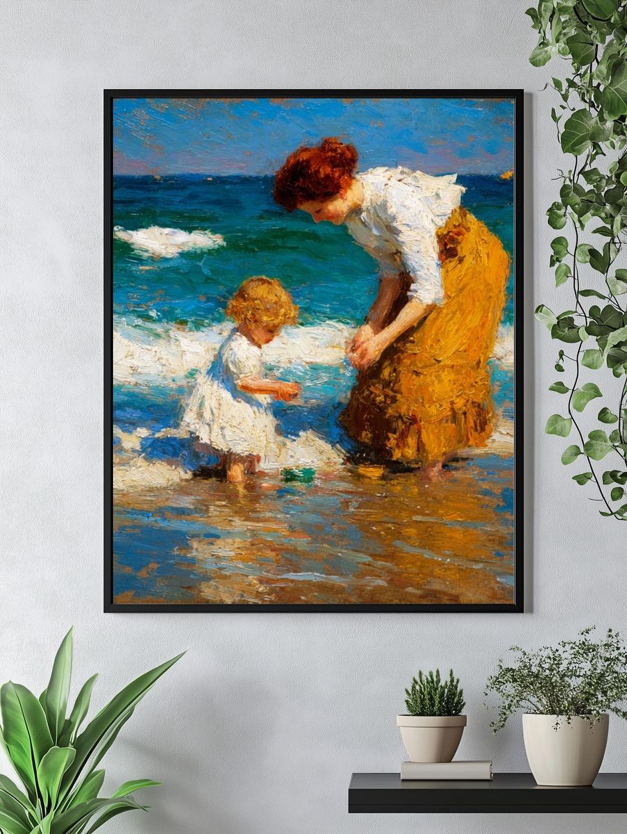 Mother and Child at the Shore Print. — room view 4