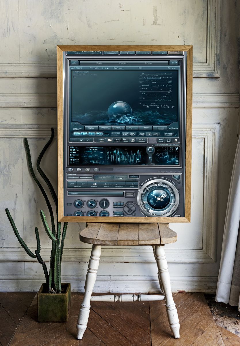 Futuristic Interface Design Poster. — room view 1