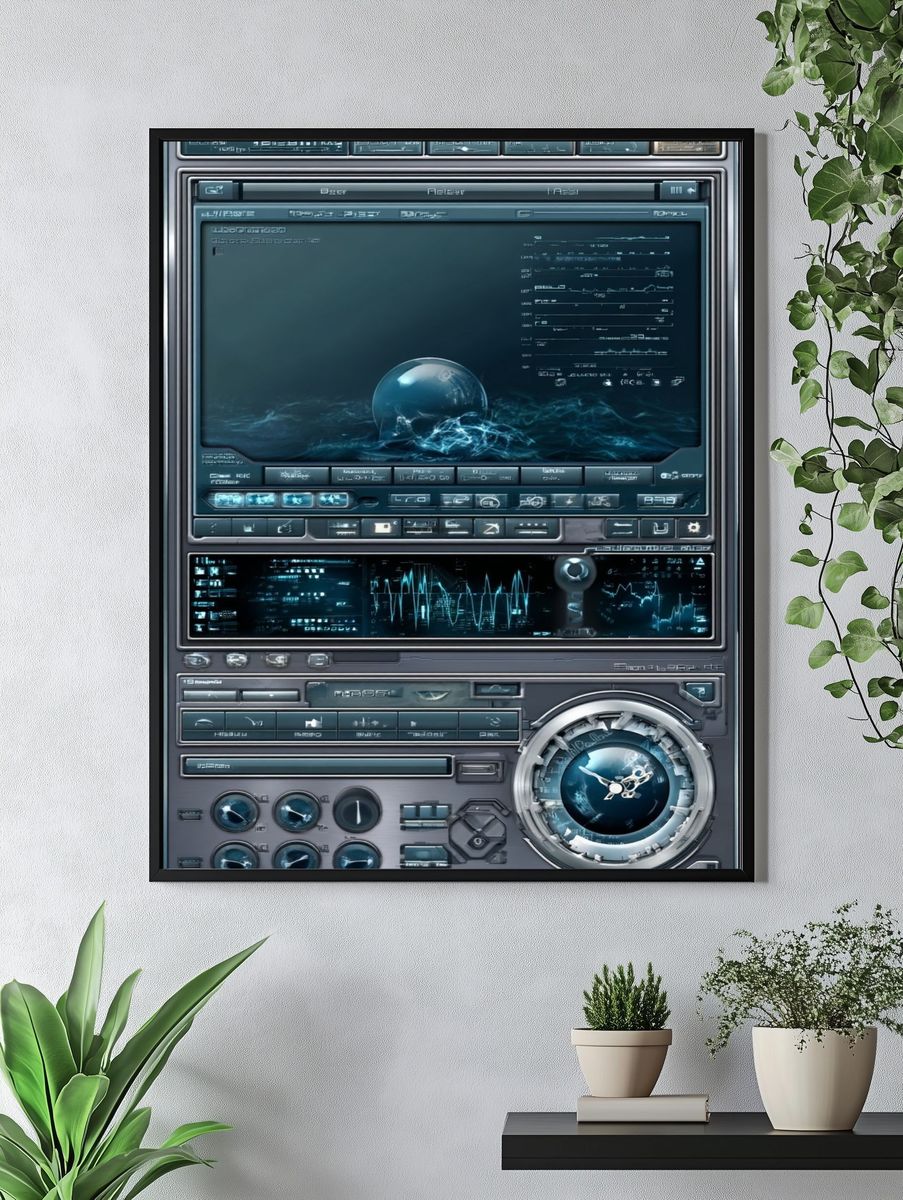 Futuristic Interface Design Poster. — room view 4