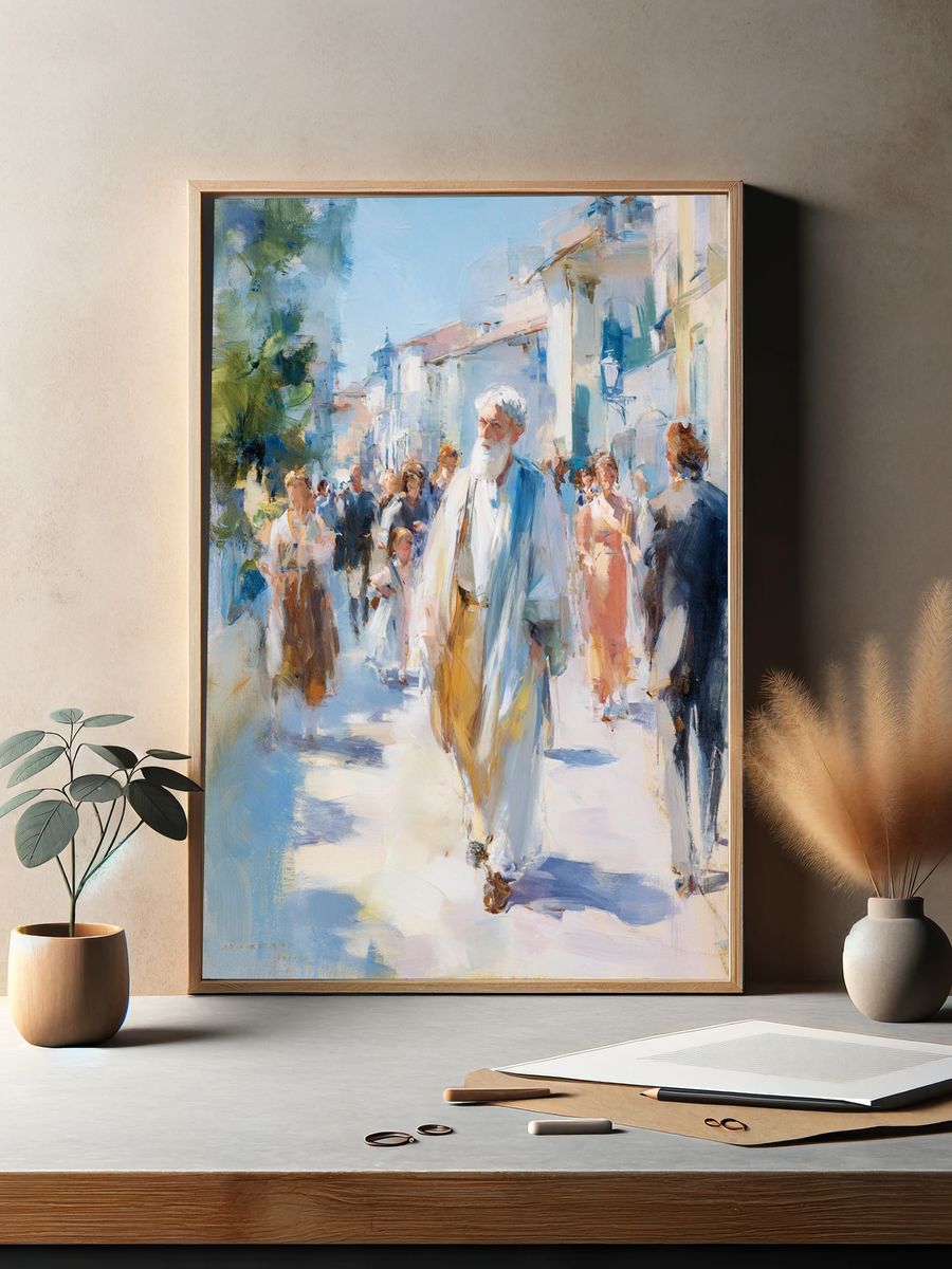Mediterranean Street Scene Fine-Art Print. — room view 2