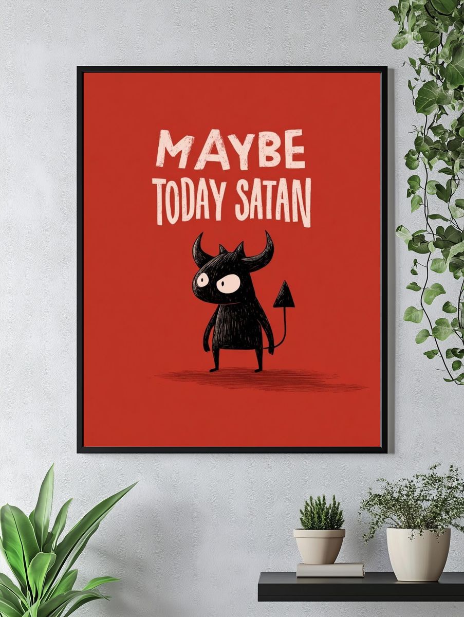 Maybe Today Satan — Funny Illustration Print. — room view 4