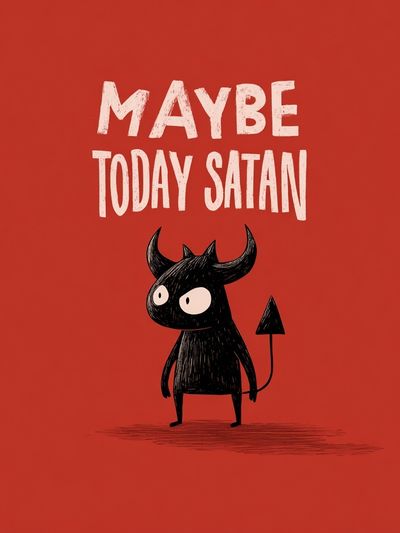 Maybe Today Satan — Funny Illustration Print. poster