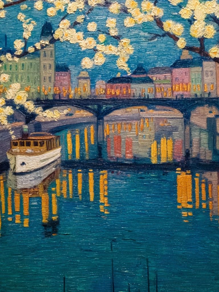 Paris River Bridge Impressionist Poster. poster — fine-art art