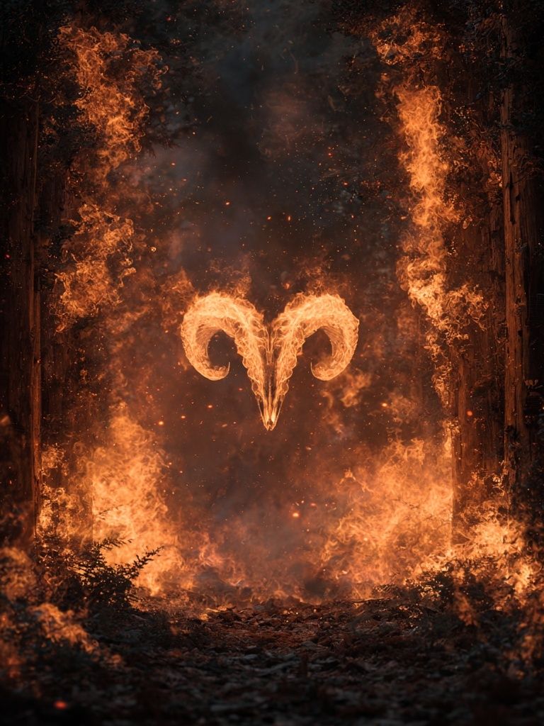 Fiery Ram Symbol — Digital Art Print. poster — illustration art