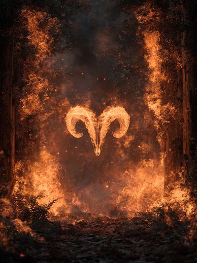 Fiery Ram Symbol — Digital Art Print. poster print