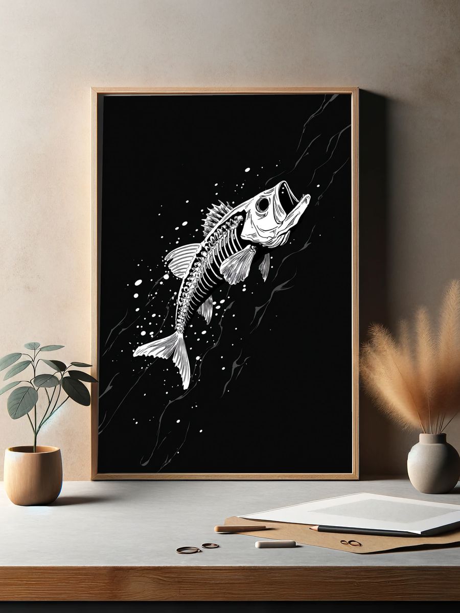 Skeleton Fish Ink Poster. — room view 2