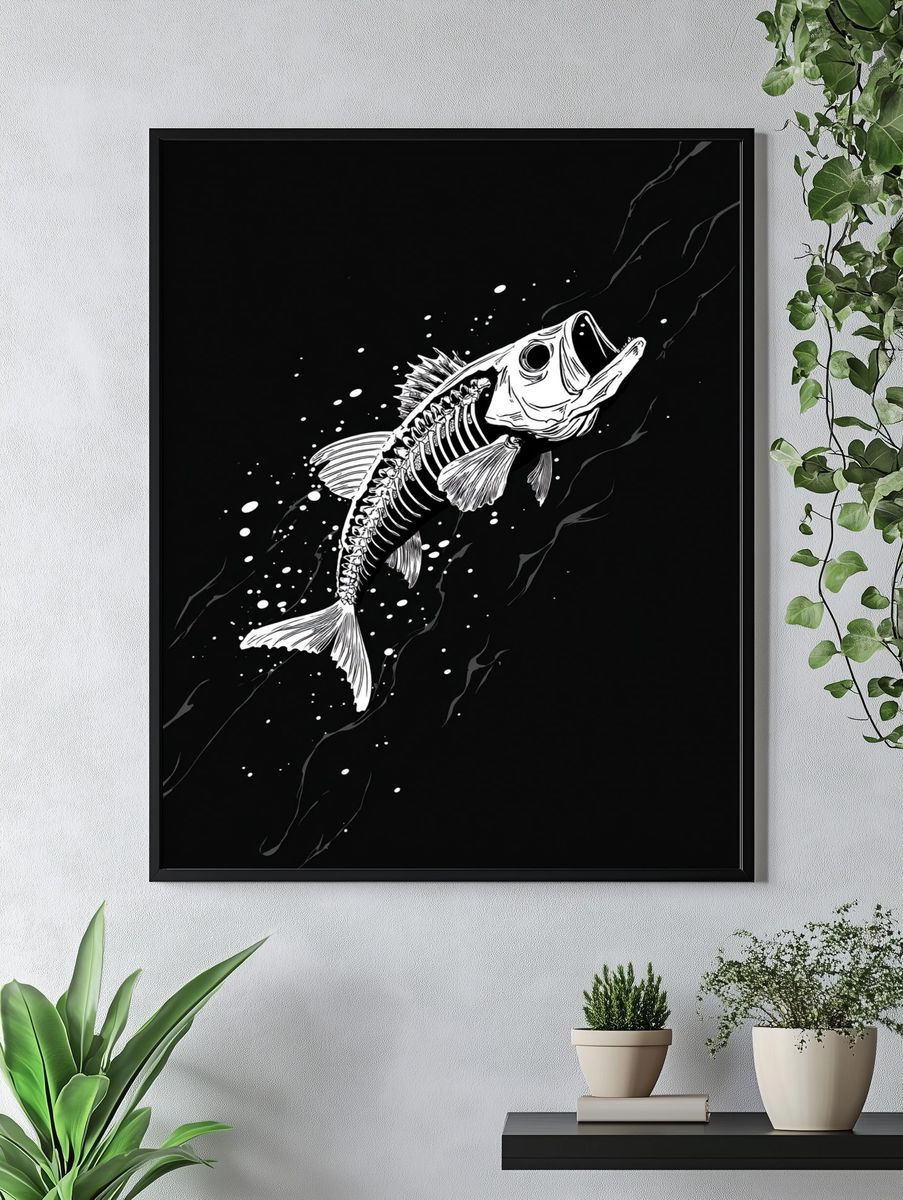 Skeleton Fish Ink Poster. — room view 4