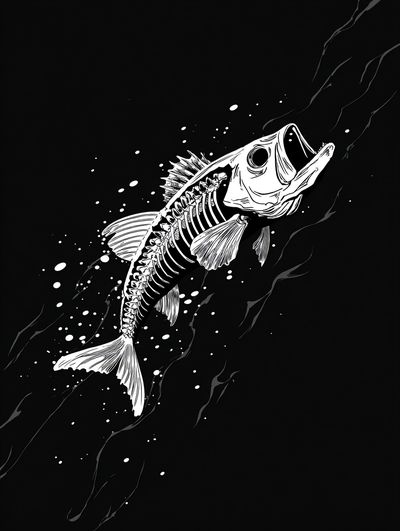 Skeleton Fish Ink Poster. poster