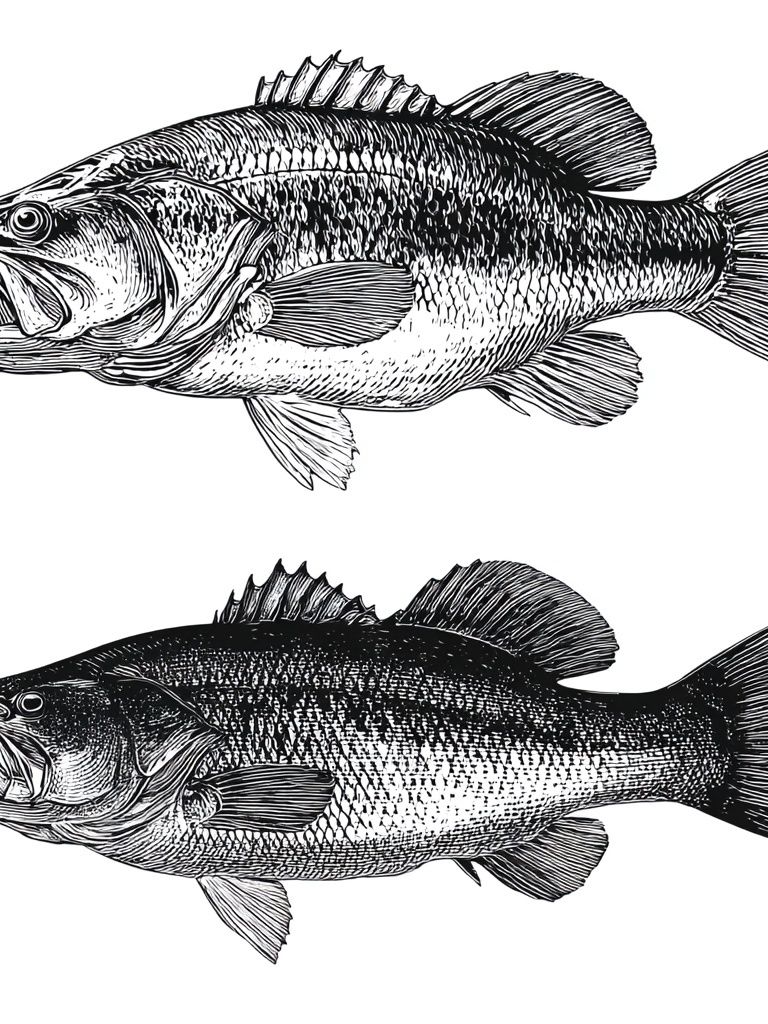 Bass Fish Illustration Poster. poster — illustration art
