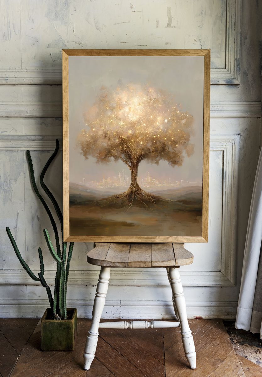 Illuminated Tree — Fine Art Print. — room view 1