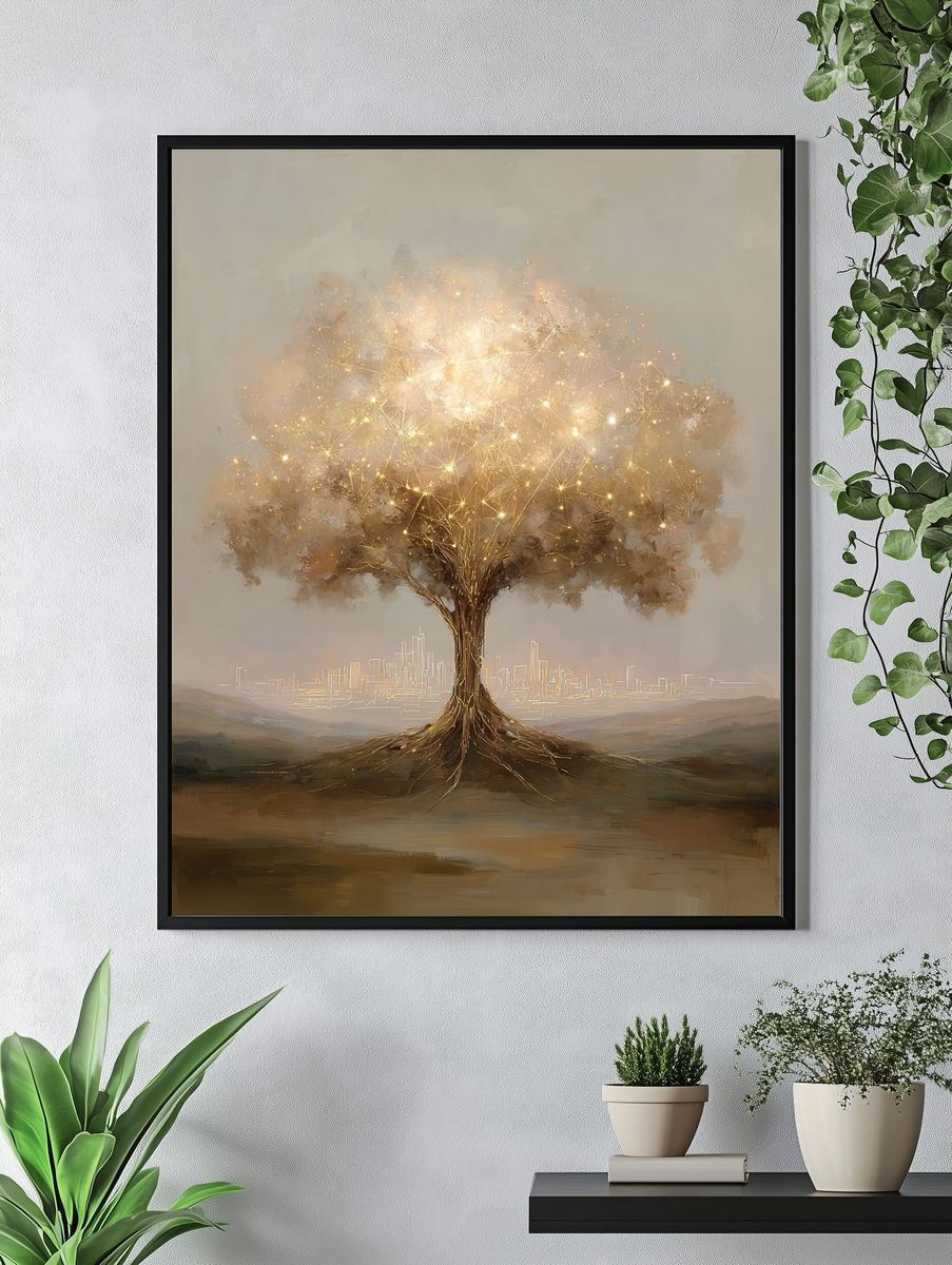 Illuminated Tree — Fine Art Print. — room view 4