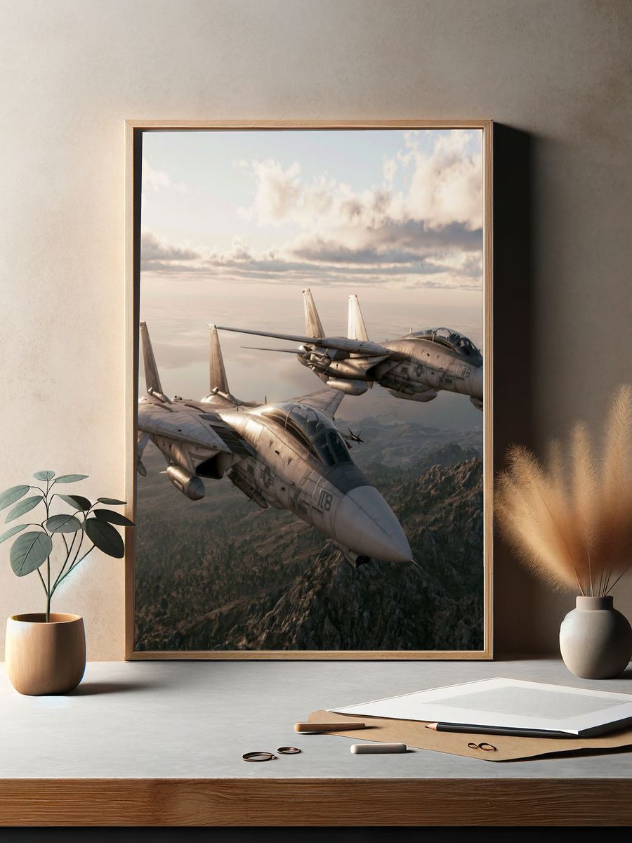 Fighter Jets Over Coastline Poster. — room view 2