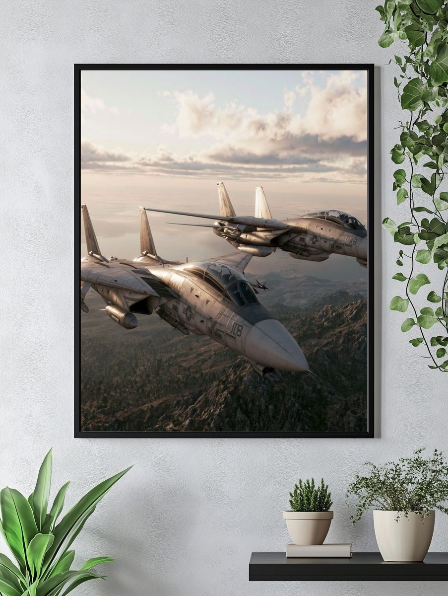 Fighter Jets Over Coastline Poster. — room view 4
