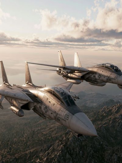 Fighter Jets Over Coastline Poster. poster print