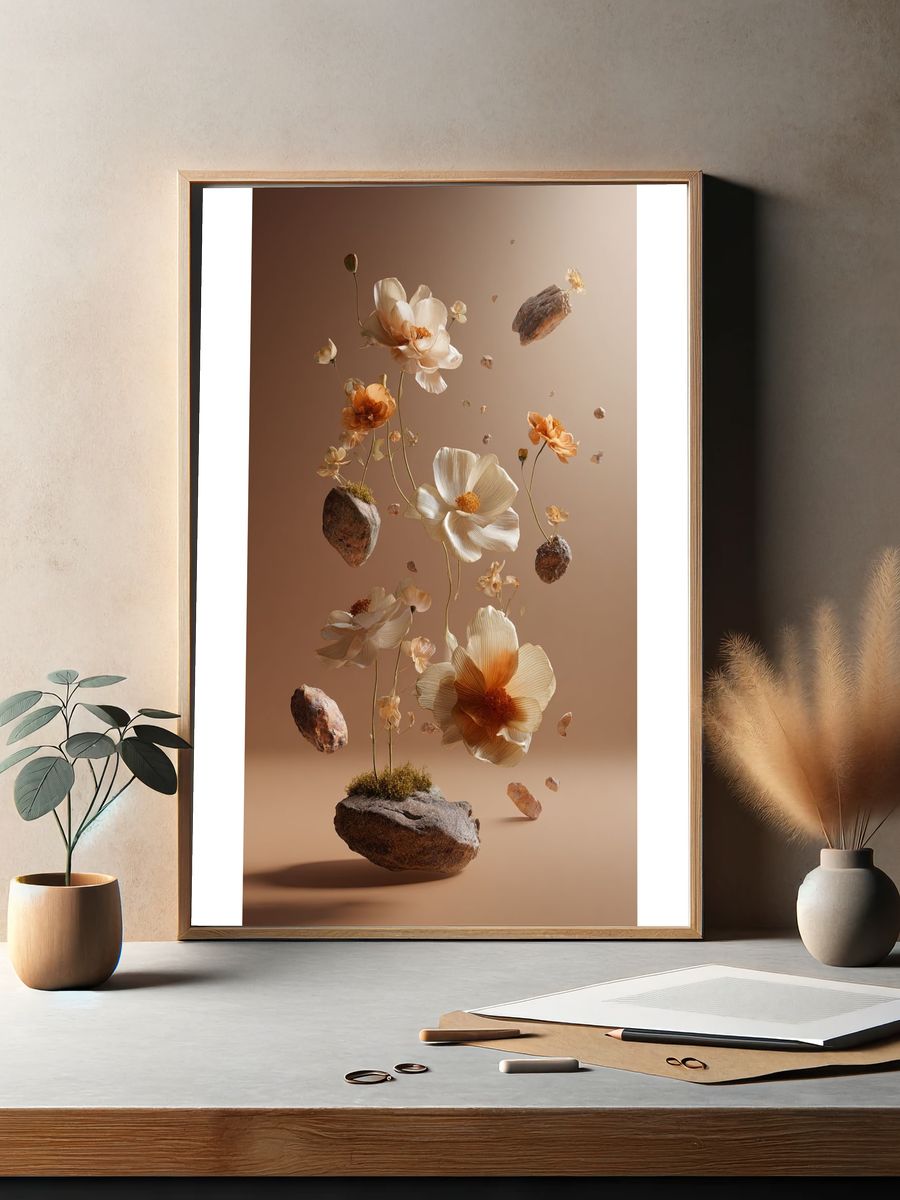 Floating Floral Arrangement — Illustration Print. — room view 2