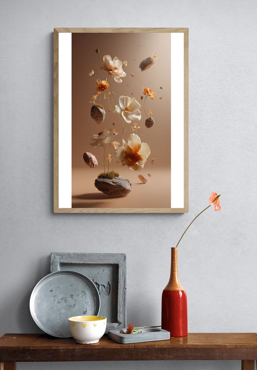 Floating Floral Arrangement — Illustration Print. — room view 3