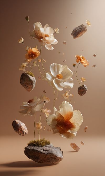 Floating Floral Arrangement — Illustration Print. poster print
