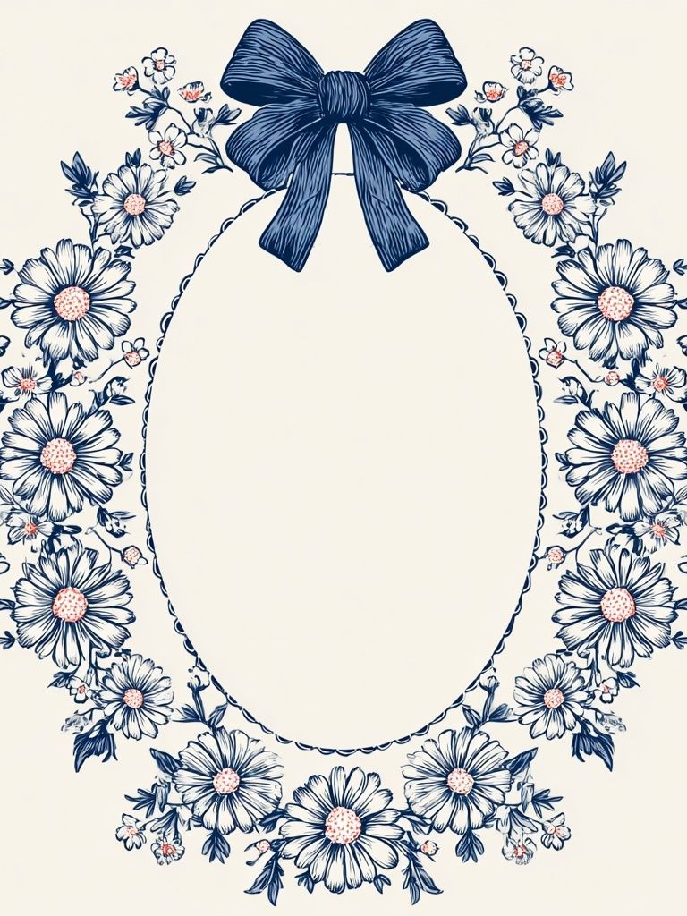 Floral Bow Frame Illustration Poster. poster — illustration art