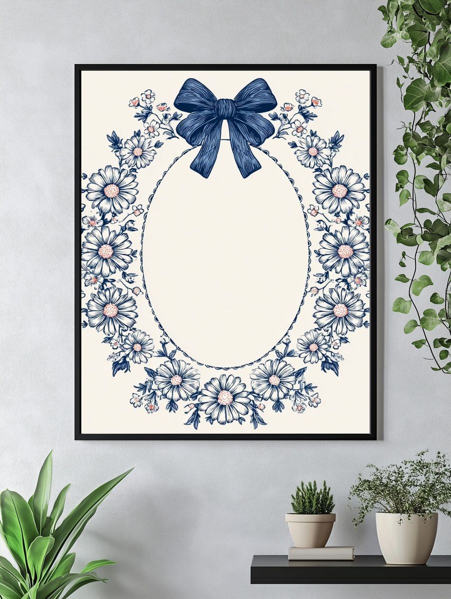 Floral Bow Frame Illustration Poster. — room view 4
